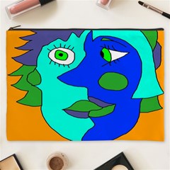 Visual Face Blue Orange Green Mask Cosmetic Bag (xxxl) 