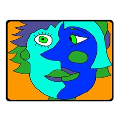 Visual Face Blue Orange Green Mask Double Sided Fleece Blanket (small) 