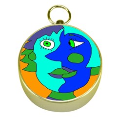 Visual Face Blue Orange Green Mask Gold Compasses by Mariart