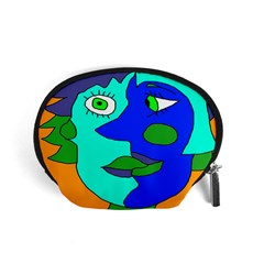 Visual Face Blue Orange Green Mask Accessory Pouches (small) 