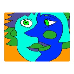 Visual Face Blue Orange Green Mask Double Sided Flano Blanket (mini)  by Mariart