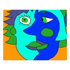 Visual Face Blue Orange Green Mask Double Sided Flano Blanket (large)  by Mariart