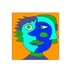 Visual Face Blue Orange Green Mask Satin Bandana Scarf