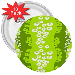 Sunflower Green 3  Buttons (10 Pack) 