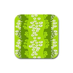 Sunflower Green Rubber Square Coaster (4 Pack) 