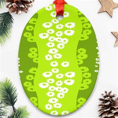 Sunflower Green Oval Ornament (two Sides) by Mariart