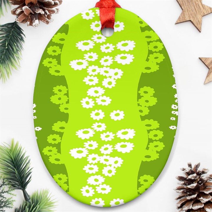 Sunflower Green Oval Ornament (Two Sides)