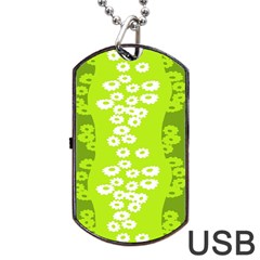 Sunflower Green Dog Tag Usb Flash (one Side) by Mariart