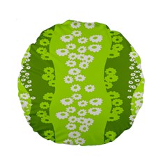 Sunflower Green Standard 15  Premium Round Cushions by Mariart