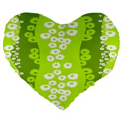 Sunflower Green Large 19  Premium Heart Shape Cushions