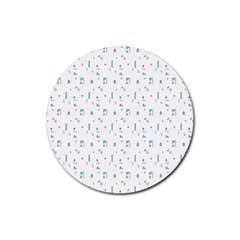 White Triangle Wave Waves Chevron Polka Circle Rubber Round Coaster (4 Pack) 