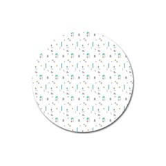 White Triangle Wave Waves Chevron Polka Circle Magnet 3  (round)