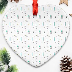 White Triangle Wave Waves Chevron Polka Circle Heart Ornament (two Sides) by Mariart