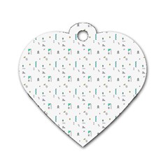 White Triangle Wave Waves Chevron Polka Circle Dog Tag Heart (one Side) by Mariart