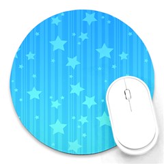 Star Blue Sky Space Line Vertical Light Round Mousepads by Mariart