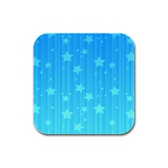 Star Blue Sky Space Line Vertical Light Rubber Square Coaster (4 Pack) 