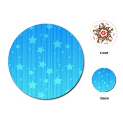 Star Blue Sky Space Line Vertical Light Playing Cards (round) 