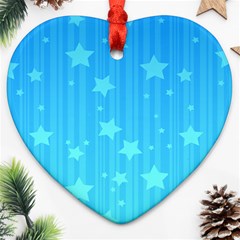 Star Blue Sky Space Line Vertical Light Heart Ornament (two Sides) by Mariart