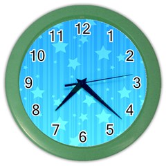 Star Blue Sky Space Line Vertical Light Color Wall Clocks by Mariart