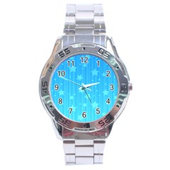 Star Blue Sky Space Line Vertical Light Stainless Steel Analogue Watch by Mariart