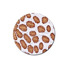 Formalin Paraffin Human Stomach Stained Bacteria Brown Rubber Round Coaster (4 Pack)  by Mariart