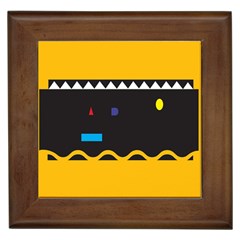 Bright Polka Wave Chevron Yellow Black Framed Tiles