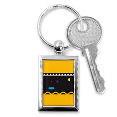 Bright Polka Wave Chevron Yellow Black Key Chains (rectangle)  by Mariart