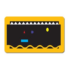 Bright Polka Wave Chevron Yellow Black Magnet (rectangular) by Mariart