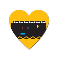 Bright Polka Wave Chevron Yellow Black Heart Magnet