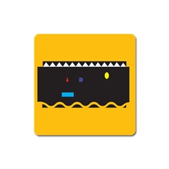 Bright Polka Wave Chevron Yellow Black Square Magnet by Mariart