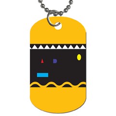 Bright Polka Wave Chevron Yellow Black Dog Tag (one Side)