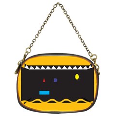 Bright Polka Wave Chevron Yellow Black Chain Purses (one Side)  by Mariart