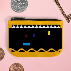 Bright Polka Wave Chevron Yellow Black Mini Coin Purses by Mariart