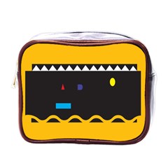 Bright Polka Wave Chevron Yellow Black Mini Toiletries Bags