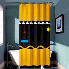 Bright Polka Wave Chevron Yellow Black Shower Curtain 36  X 72  (stall)  by Mariart