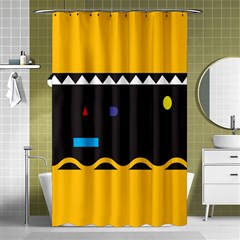 Bright Polka Wave Chevron Yellow Black Shower Curtain 48  X 72  (small)  by Mariart