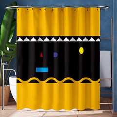 Bright Polka Wave Chevron Yellow Black Shower Curtain 60  X 72  (medium)  by Mariart