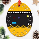 Bright Polka Wave Chevron Yellow Black Ornament (Oval Filigree) Front