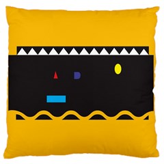 Bright Polka Wave Chevron Yellow Black Large Cushion Case (two Sides) by Mariart