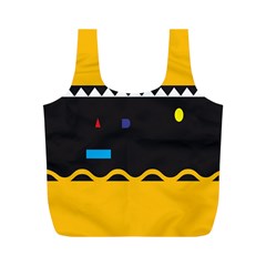 Bright Polka Wave Chevron Yellow Black Full Print Recycle Bags (m) 