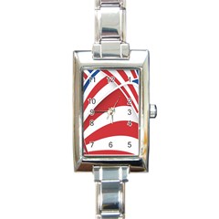 American Flag Star Blue Line Red White Rectangle Italian Charm Watch by Mariart