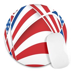 American Flag Star Blue Line Red White Round Mousepads by Mariart