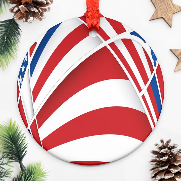 American Flag Star Blue Line Red White Ornament (Round)