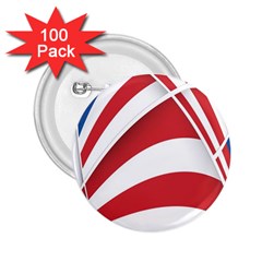 American Flag Star Blue Line Red White 2 25  Buttons (100 Pack) 