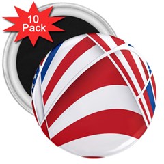 American Flag Star Blue Line Red White 3  Magnets (10 Pack) 