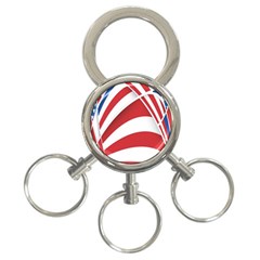 American Flag Star Blue Line Red White 3-ring Key Chains