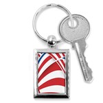 American Flag Star Blue Line Red White Key Chains (Rectangle)  Front