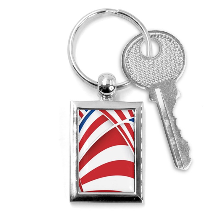 American Flag Star Blue Line Red White Key Chains (Rectangle) 