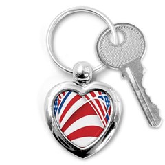 American Flag Star Blue Line Red White Key Chains (heart)  by Mariart