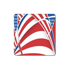 American Flag Star Blue Line Red White Square Magnet